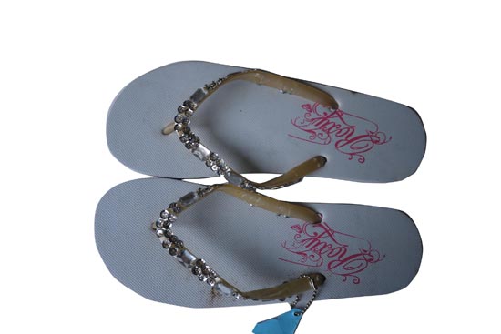 fashion emboss green flower lady flip flop