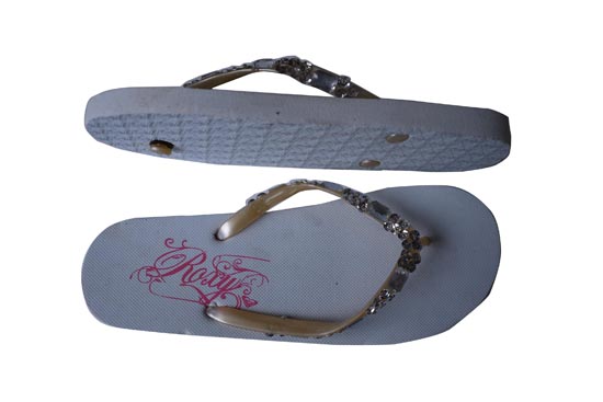 fashion emboss green flower lady flip flop